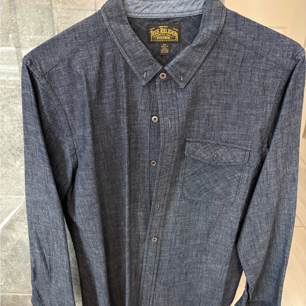 True Religion Men's Denim Button-Down Shirt